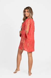 2024 Wholesale Rayon Women's Casual <b>Tunic</b> Handmade Beaded Neck Bandeau Long Sleeve Tie Dye Indian Style Loose Fitting Plus Size - Product Image 3