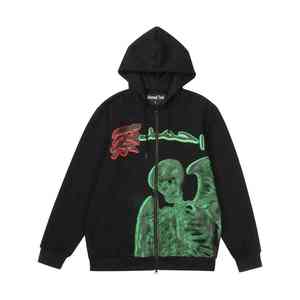 Sudadera con capucha y cremallera para hombre con estampado de esqueleto grande, a la moda - Product Image 6