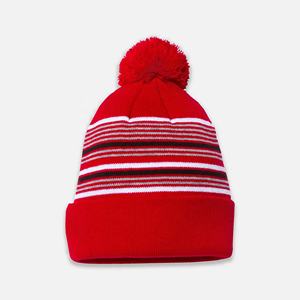 Gorro de punto con pompón a rayas azul marino y blanco Sorority & Fraternity Bordado 3D Impresión digital para playa o negocios - Product Image 2