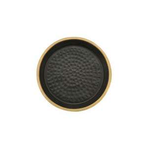 Large round Serving Tray in Hammered Texture Black Golden Finish <b>Sheet</b> Metal <b>Brass</b> Decorative Serving Trays - Product Image 5