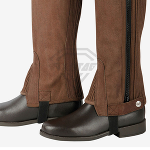 Genuine Leather Equestrian <b>Half</b> <b>Chaps</b> with Zipper Closure High Waist Full Length Unisex - Product Image 5