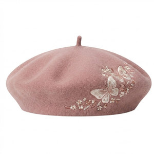 Merino Wool <b>Beret</b> Hat Comfortable Felt Fashion Hat with Fine Embroidery for Daily Wear Holiday and Outdoor Use - Product Image 1