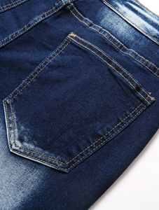 Shorts en jean déchirés pour hommes, longueur genou, style streetwear décontracté, en coton extensible, respirant, imperméable, délavé à l'acide, vente en gros, OEM - Product Image 5