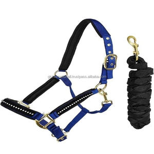 Licol de cheval strass décoratifs sangle en nylon et rembourrage en néoprène fabriqués à la main licol de cheval en nylon avec cordes de plomb assorties - Product Image 4