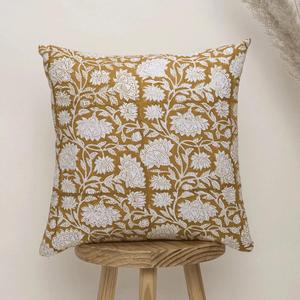 Floral Hand Block Print on Poly Linen Pillow <b>Cover</b> Spring Pillow Cushion <b>Cover</b> Floral Linen Pillow <b>Cover</b> Block Print By ITHL - Product Image 6