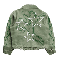 Veste de travail vintage pour homme avec broderie personnalisée et détails en strass – Style mécanicien/clochard d'hiver