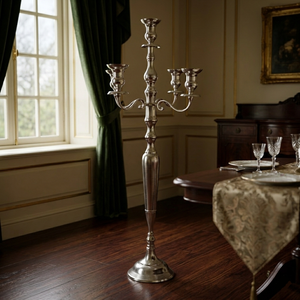 Silver <b>Candelabra</b> 5 Arms Hot Selling Nickel Plated Metal Crafted New Design Decorative Metal Handmade <b>Candelabra</b> - Product Image 2