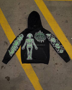 Sudadera con capucha de lavado ácido Vintage personalizable para hombre 100% algodón logotipo personalizado bordado estampado de calavera patrón sólido de invierno - Product Image 4