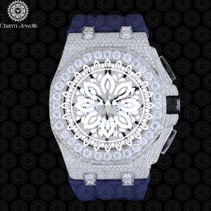 Charm Jewells Luxury Men's Yellow Gold Diamond <b>Watch</b> Round Analog <b>Mechanical</b> Chronograph 43mm Folding Clasp - Product Image 1