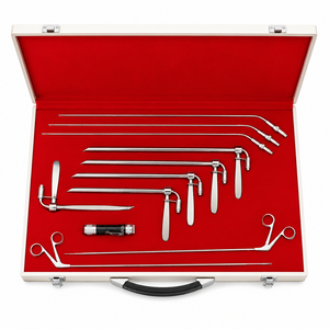 Ensemble d'œsophagoscopie pour examen gastro-intestinal ORL, chirurgie micro-laryngée, kit en acier inoxydable avec emballage en boîte en bois - Product Image 1