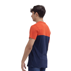 Camiseta Deportiva Casual de Verano para Hombre, Color Naranja Marino, Bloques de Color, Poliéster/Algodón, Cuello Redondo, Manga Corta, Secado Rápido, Transpirable - Product Image 2