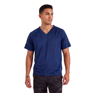 Maillots de sport pour hommes de haute qualité, bleu marine, en maille, col en V, manches courtes, séchage rapide, t-shirts en maille - Product Image 1