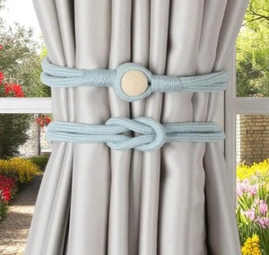 Magnetic Curtain <b>Tiebacks</b>: Intricate Weave Polyester Accent - Product Image 2