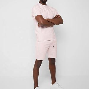 Conjunto de dos piezas formado por camiseta y pantalón corto, chándal deportivo, de algodón, de alta calidad, ajustado, liso, con logotipo OEM, para verano - Product Image 2