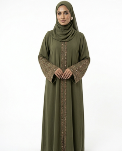 2026 Dubai Flawless Abaya Handmade Floor Length Long Sleeve Soft Breathable Fabric Loose Fit Casual Party Wear - Product Image 2