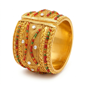 Brazalete de Alambre de Latón Hecho a Mano, Multicapa, Ajustable, Estilo Étnico Tribal, Joyería de Moda para Exportación - Product Image 1
