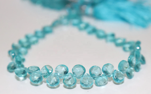 Perles de briolette en forme de coeur à facettes en apatite AAA excellente qualité 5.5mm 9.5 pouces perles de pierre de coeur taillées sur le côté - Product Image 6