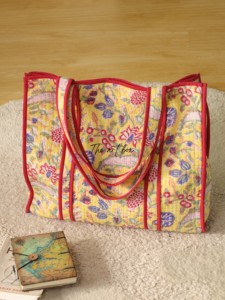 OEM Assorted Yellow Floral Quilted Cotton Tote <b>Bag</b> - Eco-Friendly Boho <b>Reusable</b> Shopper Handbag - Product Image 3