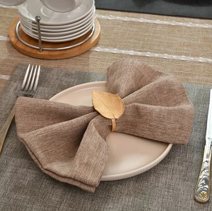 Brass <b>Gold</b> Leaf Flower Design Napkin <b>Rings</b> <b>Set</b> Botanical Napkin Holders Luxury Dining Table Accessories - Product Image 3