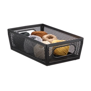 Grand panier de rangement rectangulaire en métal, bac d'organisation multifonctionnel pour la maison - Product Image 6