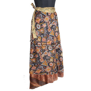 New Silk <b>Wrap</b> Dress From India Reversible Sari Recycle Silk <b>Beach</b> Party Wear <b>Wrap</b> Around Skirt Indian Latest Design Print <b>Wrap</b> - Product Image 5
