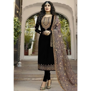 Conjunto de shalwar kameez de chifón tradicional de alta calidad para mujer, de 3 piezas, con chal bordado para bodas y fiestas - Product Image 1