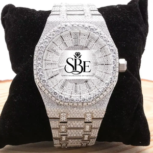 Reloj de Moissanita con Incrustaciones de Diamantes de Imitación de Excelente Calidad para Estilo Urbano, Eventos Musicales y Fiestas, Disponible a un Precio Accesible - Product Image 1