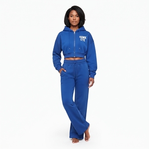 Ensemble deux pièces pour femme : sweat à capuche court zippé à épaules tombantes et manches longues, et pantalon de jogging large - Product Image 5