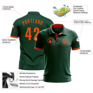 Polo de Golf Personalizado Verde Naranja de Alto Rendimiento para Hombre y Mujer con Logotipo Impreso y Bordado Anti-Pilling - Product Image 2