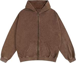 Sweat à capuche zippé sur mesure de haute qualité, délavé à l'acide, 100 % coton, pour homme, style vintage, hiver, coupe oversize, respirant - Product Image 1