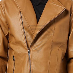 Blouson de motard homme en similicuir camel marron personnalisé, coupe ajustée, vêtement d'extérieur moto, vente en gros, manteau en cuir PU de haute qualité, fabricant - Product Image 5