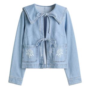 Chaqueta Vaquera Personalizada para Mujer, Abrigo Informal de Mezclilla, Manga Larga, Cierre de Botones, Prenda Exterior de Moda para Uso Diario y Urbano, OEM ODM - Product Image 4