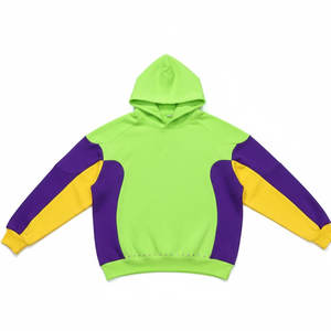 Sweat à capuche pour homme en molleton français 500 g/m² 100 % coton, style patchwork, design color block, strass, style hip-hop. - Product Image 3