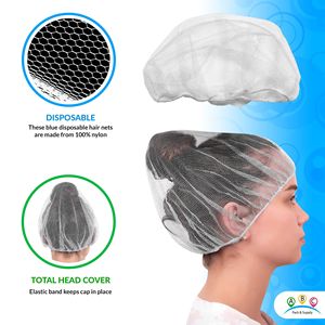 Confezione 1000 bianco monouso da 21 pollici in Nylon per capelli per cucina Food Service medico Unisex elastico bordo cappuccio chirurgico - Product Image 3