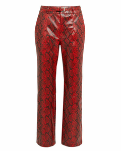 High Quality Slim Fit Stretchy Yellow Printed <b>Flared</b> Snakeskin <b>Leather</b> Pants Breathable Custom Low Price Snakeskin <b>Leather</b> Pants - Product Image 3