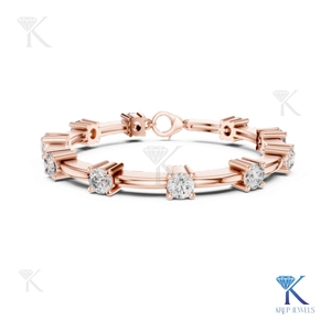 KRUP JEWELS KJB 50 5.10mm Lab Grown Round Brilliant Cut Diamond Station <b>Bracelet</b> 14K <b>Solid</b> Gold Unisex Luxury Jewelry - Product Image 3