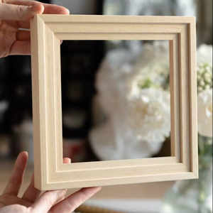 Natural Wood Square Photo <b>Frame</b> Light Brown Picture Holder Desktop Display Wall Hanging Home Office Room Art Decoration - Product Image 1