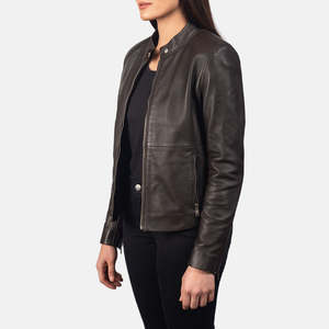 Chaqueta de Invierno de Cuero Genuino para Mujer, Corte Ajustado, Cierre Frontal con Cremallera y Botones, Forro Suave, Personalizable OEM ODM, Marca Privada, Venta al Por Mayor - Product Image 5