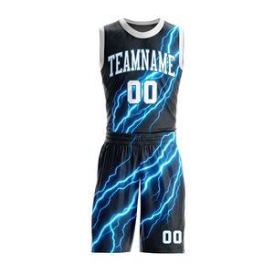 Ensemble d'uniformes de basketball sublimés avec motif graphique vectoriel noir, magenta et néon, coutures de qualité supérieure, 100 % polyester respirant - Product Image 5