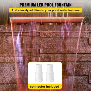 17 Color LED Pool <b>Waterfall</b> Kit Remote Solid Acrylic Square Spillway <b>for</b> Garden <b>Pond</b> Swimming Pool 23.6x3.2x8.1 Inch Fountain - Product Image 2
