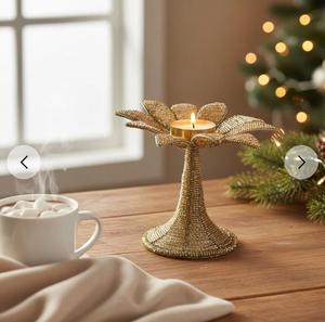 Handmade Metal flower Candle Stand Round Shape Home Decoration Gold Finish - Product Image 2