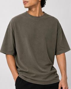 T-shirt en coton ample et décontracté pour homme, col rond, manches courtes, coupe ample, couleur unie, longueur normale, respirant - Product Image 5