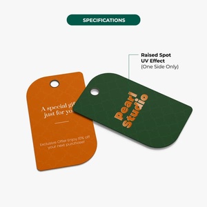 Spot UV Hang Tags Custom <b>Printed</b> Clothing Tags Luxury Raised UV Apparel Tags <b>Paper</b> Hang Tags with String - Product Image 2