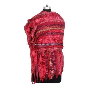 2026 New <b>Vintage</b> Fashion Indian <b>Silk</b> Dupatta 15 Strip Multi-Color Reversible <b>Scarf</b> Long Sari Patches Gift Direct Manufacturer - Product Image 4
