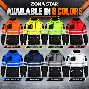 Sudadera de Seguridad Reflectante de Alta Visibilidad, Unisex, Certificación CE, Secado Rápido, Negra y Naranja, Venta al Por Mayor, Personalizable - Product Image 6