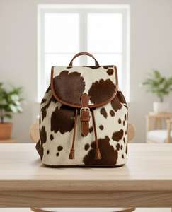 Sac à dos en cuir véritable fait main en cuir de vachette, sac de voyage pour ordinateur portable, sac d'école multifonction 20-35L avec fermeture éclair, unisexe HNBP-0018 - Product Image 1