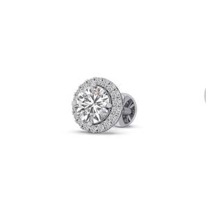 Classic Round Diamond <b>Stud</b> <b>Earrings</b> 925 <b>Silver</b> Halo Setting Women's Engagement Jewelry Rhodium Plated GIA Certified for Womens - Product Image 1