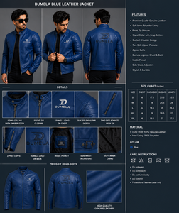 Dumela International – Nouvelle collection hiver : Blouson streetwear personnalisé en toile de cuir de vache véritable, avec fermeture éclair, bleu, pour l'extérieur - Product Image 5