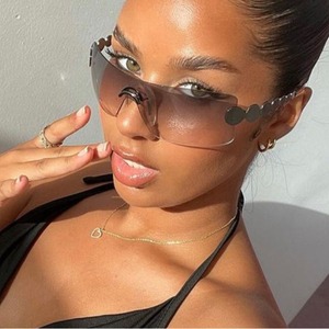 Lmamba 8127 Fashion Y2k <b>Sunglasses</b> Women Oversized Rimless <b>Sunglasses</b> Wrap Around Designer Sports <b>Sunglasses</b> 2024 - Product Image 2