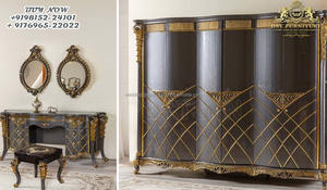 Armario de 4 puertas tallado en hoja de oro clásico, lujoso armario de estilo barroco para dormitorio, tamaño King, habitación principal, armario de 4 puertas - Product Image 3